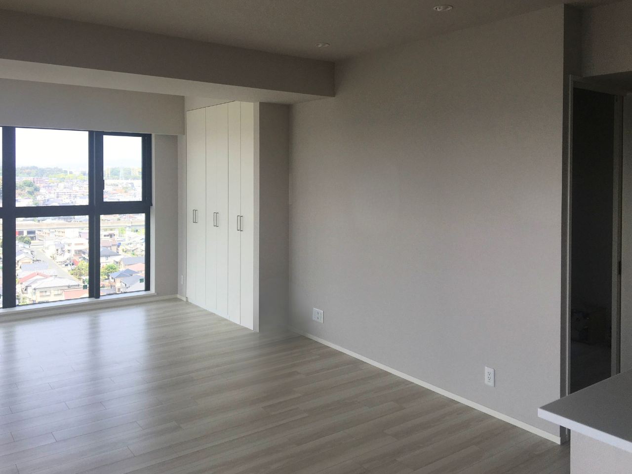 リビングの大きな壁面を美しく彩る